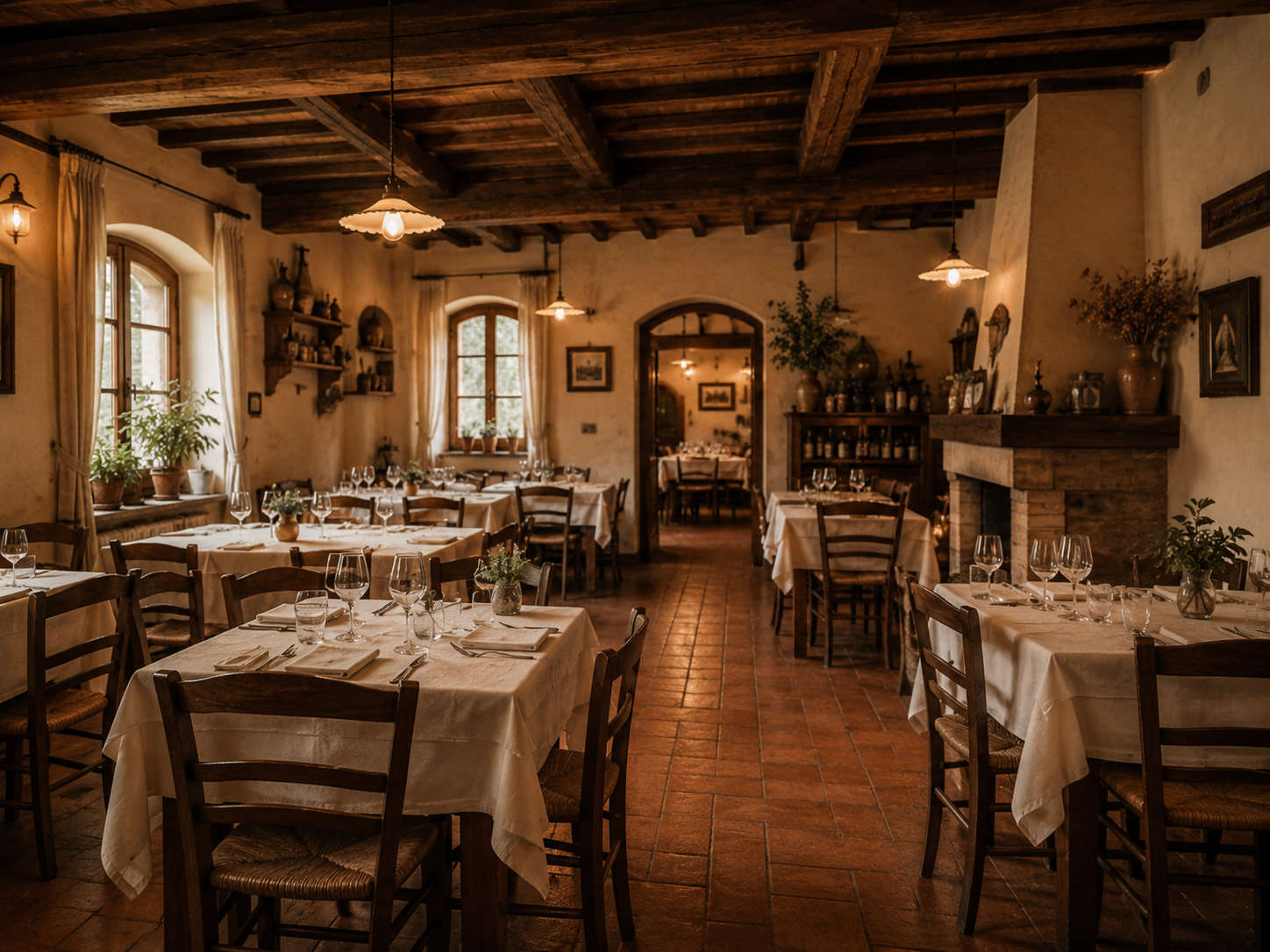 Sala interna di Osteria Bramosia, casa colonica emiliana